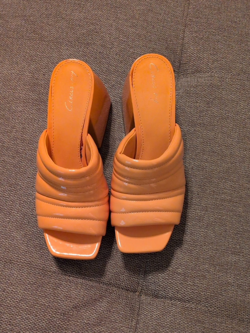 Circus by Sam Edelman Orange Quilted Slide Mules